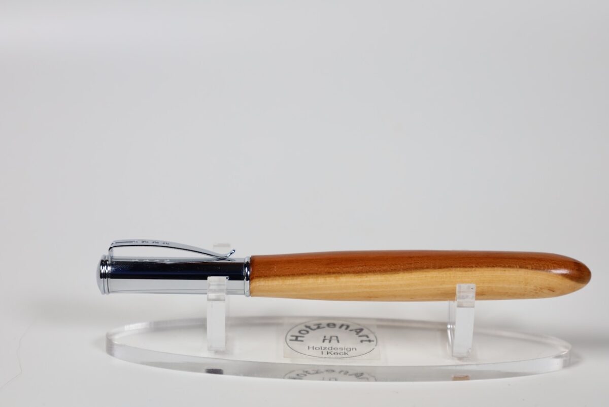Eleganter Kugelschreiber mit Kappe aus Mirabellenholz