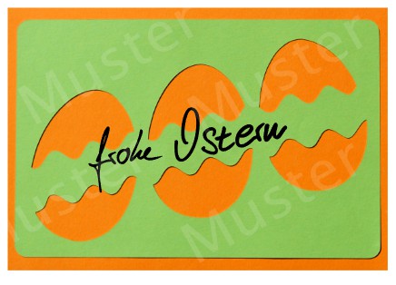 Grußkarte Ostern grün/orange 10er Set 1