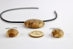Schmuck-Set aus gestocktem Buchenholz, Halskette und Ohrhänger (Kopie)