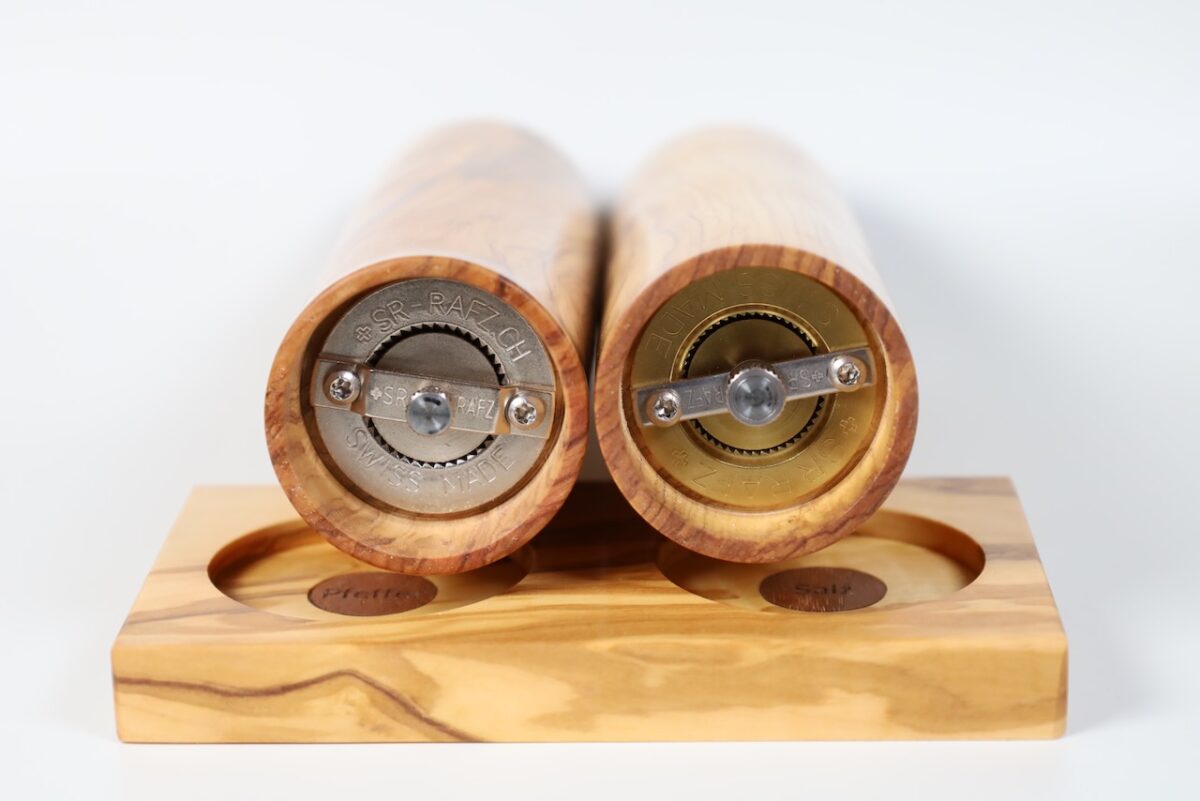 Gewürzmühlenset Pfeffer- und Salzmühle - Olive modern Steckdeckel - exklusives Geschenk – Bild 10