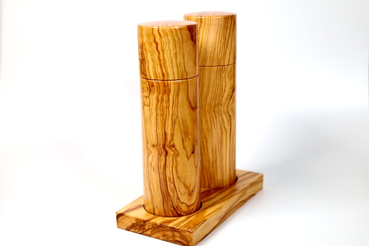 Gewürzmühlenset Pfeffer- und Salzmühle - Olive modern Steckdeckel - exklusives Geschenk – Bild 7