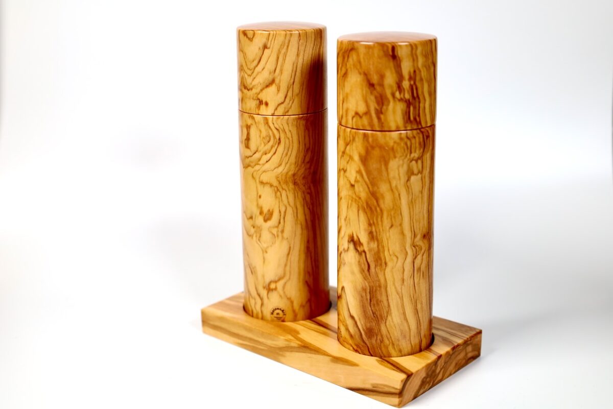 Gewürzmühlenset Pfeffer- und Salzmühle - Olive modern Steckdeckel - exklusives Geschenk – Bild 4