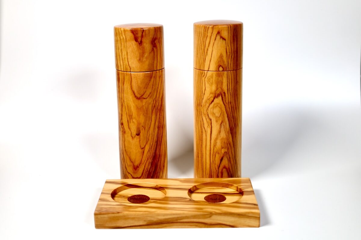 Gewürzmühlenset Pfeffer- und Salzmühle - Olive modern Steckdeckel - exklusives Geschenk – Bild 6
