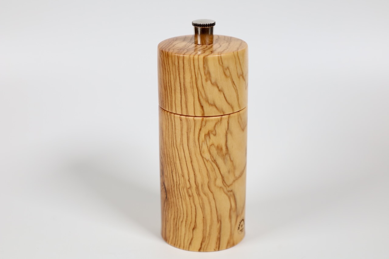 Gewürzmühle Olive modern 12cm - 5 Exklusive Gewürzmühle aus Olivenholz mit Schweizer Mahlwerk