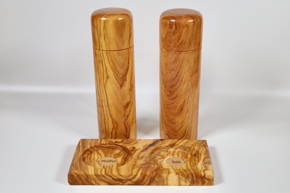 Gewürzmühlenset Pfeffer- und Salzmühle - Olive modern Steckdeckel – Bild 2