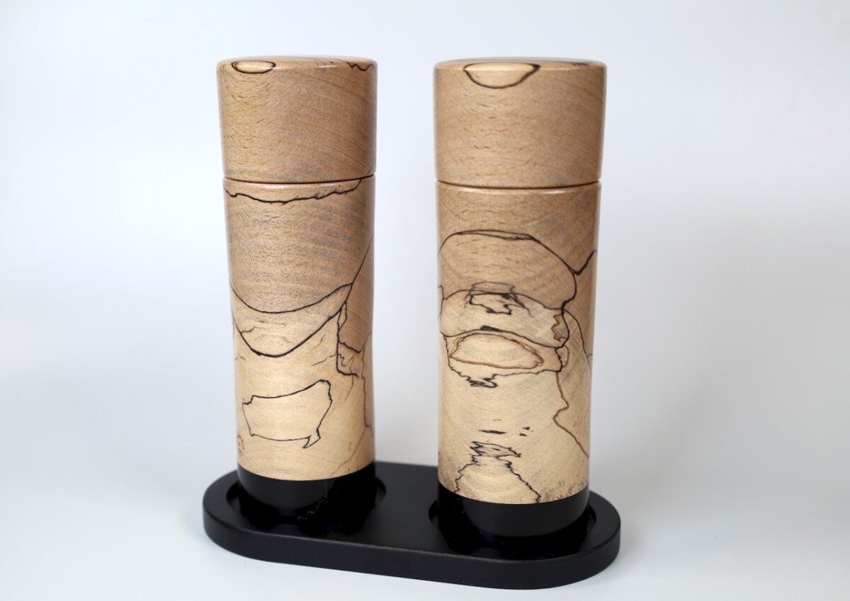 Gewürzmühlenset  Landkartenbuche Steckdeckel modern 16cm – Bild 2