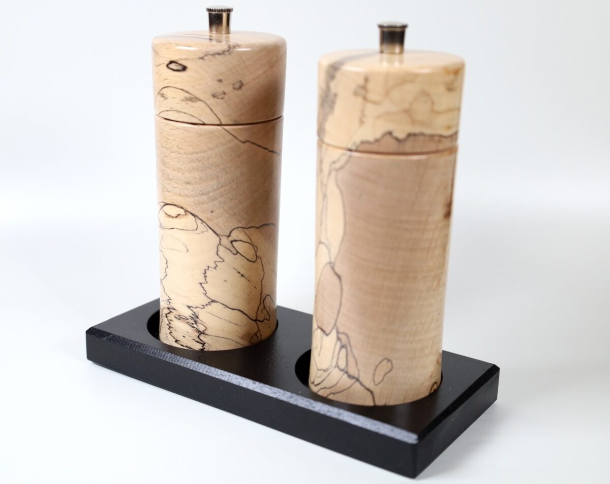 Gewürzmühlenset  gestockte Buche modern 14cm – Bild 2