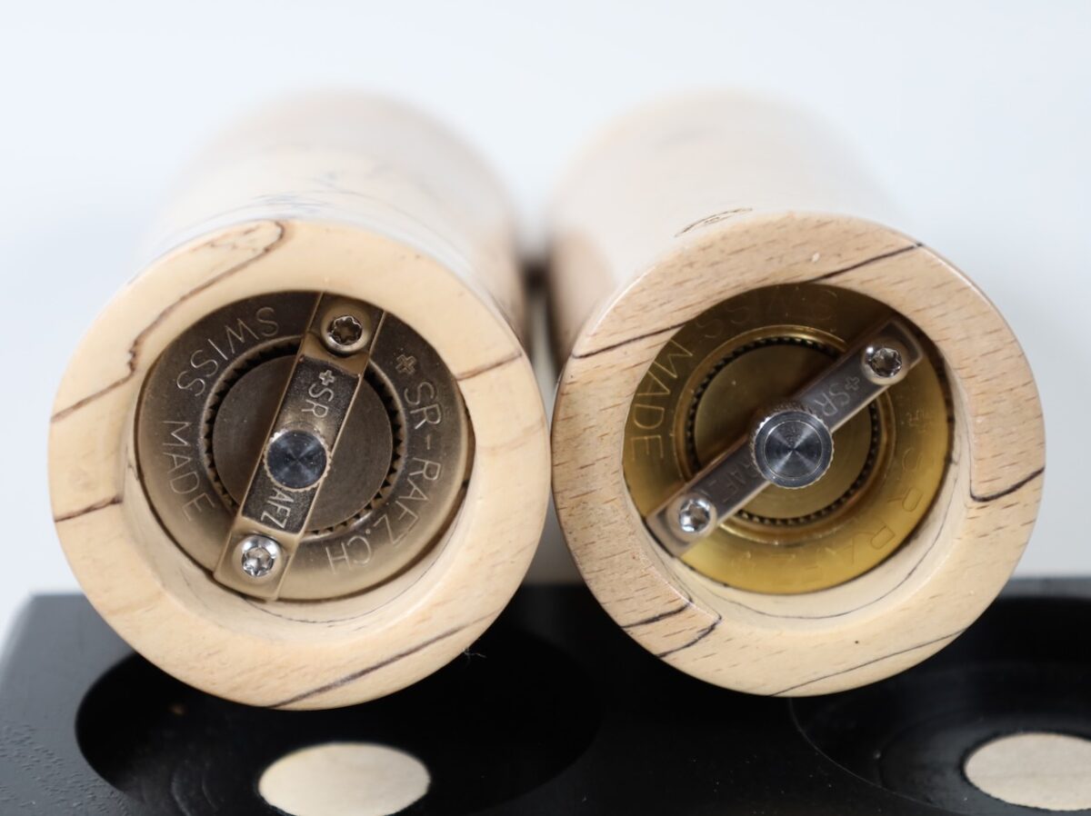 Gewürzmühlenset  gestockte Buche modern 14cm – Bild 8