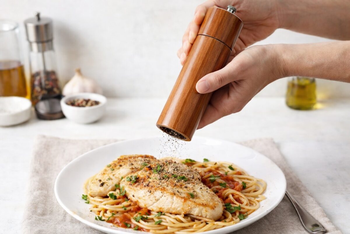 Handgemachte Gewürzmühle aus Nussbaumholz mit Strässler Mahlwerk 14cm – Bild 3