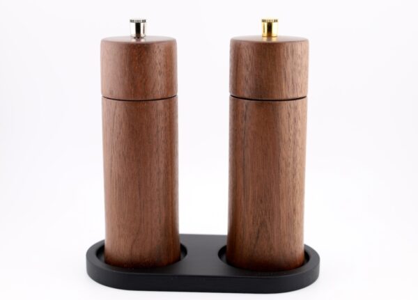 Gewürzmühlenset mit Edelstahlmahlwerken aus Nussbaumholz