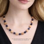 Handgemachte Würfelkette aus Rosenholz und Lapislazuli – Bild 2