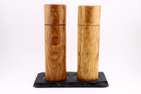 Exklusives Gewürzmühlenset aus Olivenholz mit Steckdeckel