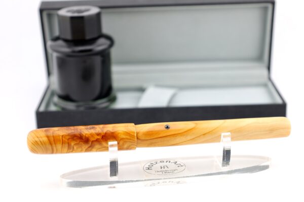 Luxus Patronenroller aus Eiben Maserholz mit Schraubkappe