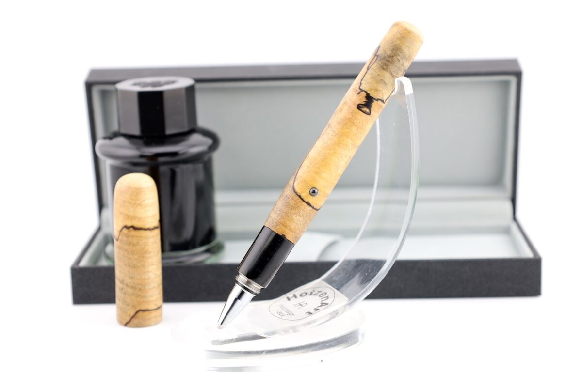 Luxus Patronenroller aus Landkartenbuche mit Schraubkappe