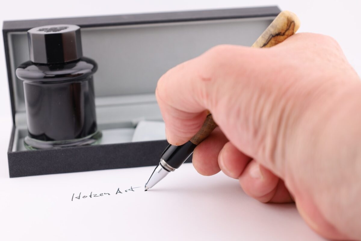 Luxus Patronenroller aus Landkartenbuche mit Schraubkappe