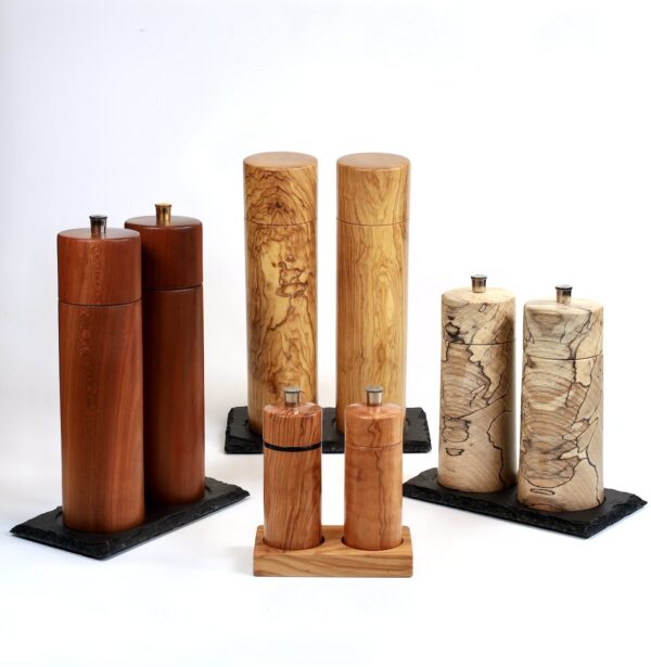 Gewürzmühlen Sets aus Holz mit Edelstahlmahlwerk
